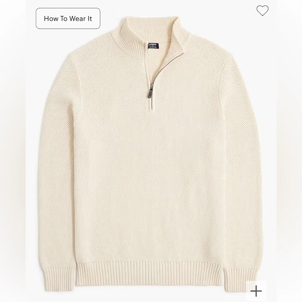 J crew Cotton honeycomb knit half-zip